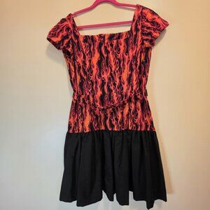 Handmade Flame / Black Dress with Belt